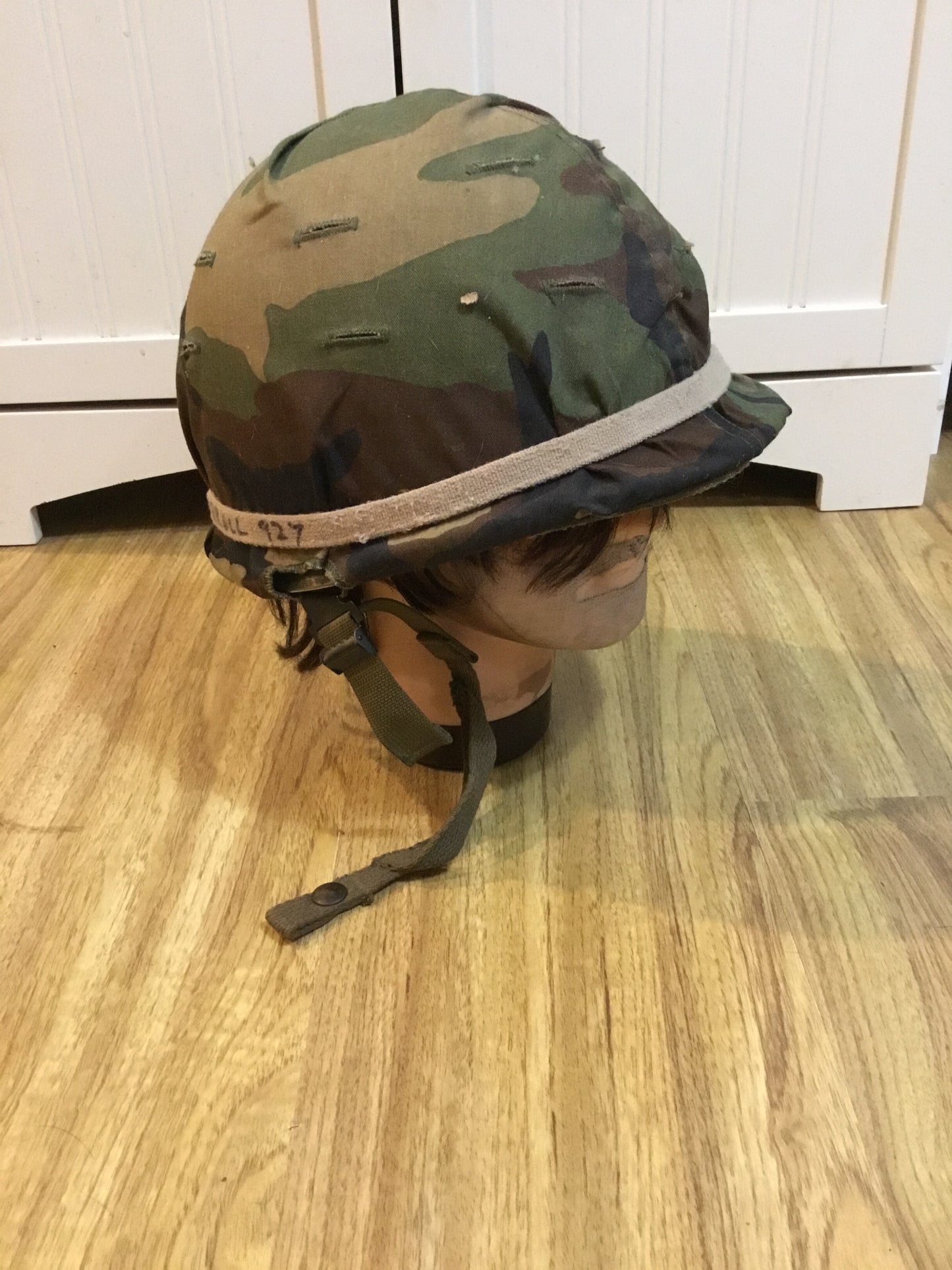 U.S. M1 Helmet with liner and woodland cover