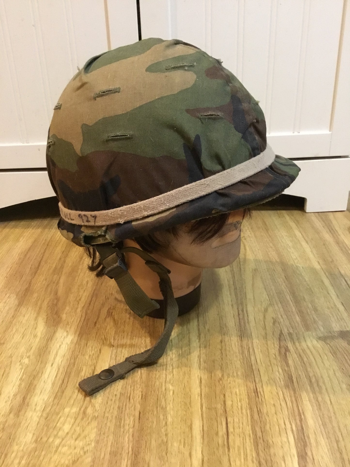 U.S. M1 Helmet with liner and woodland cover