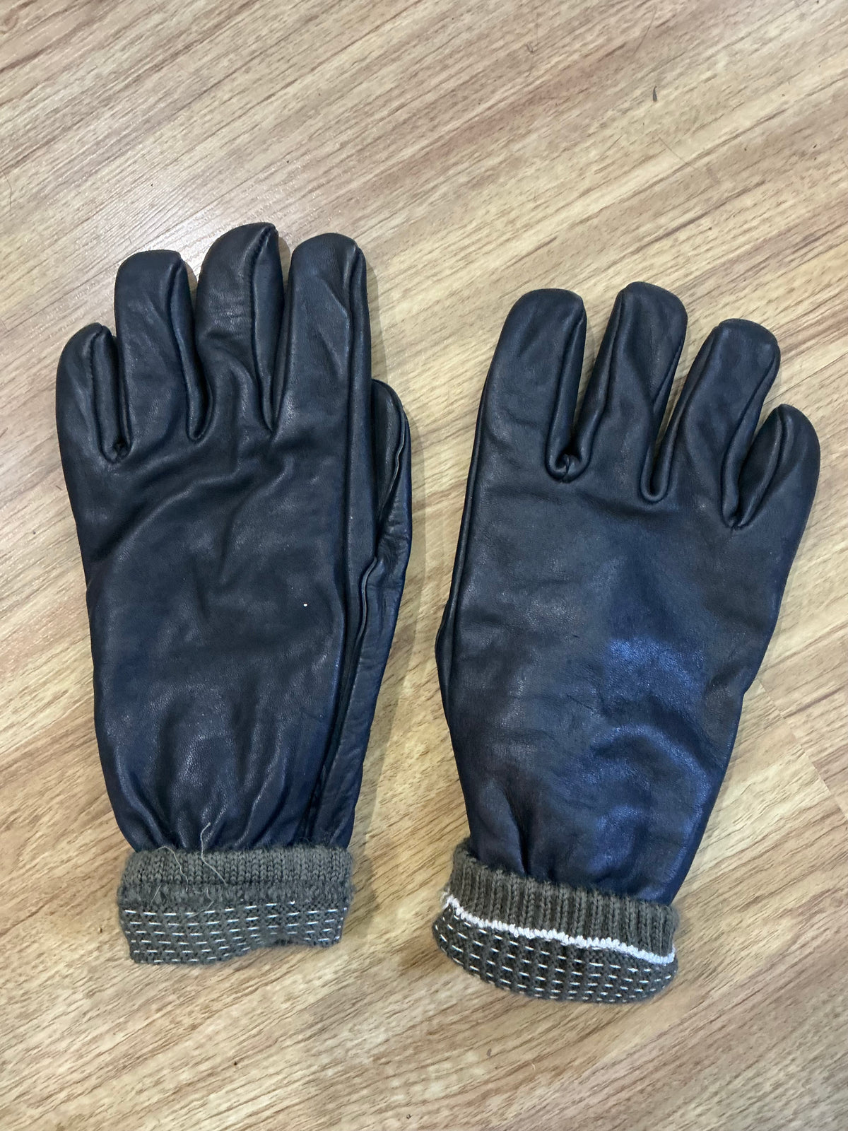 Vintage Canadian Forces Leather Work Gloves with Wool Removeable Liner Large