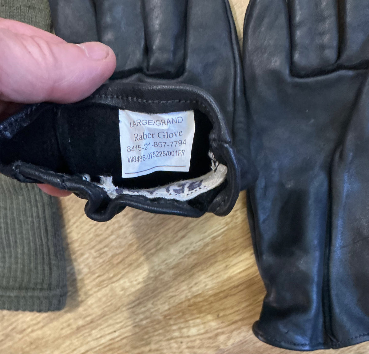 Vintage Canadian Forces Leather Work Gloves with Wool Removeable Liner Large