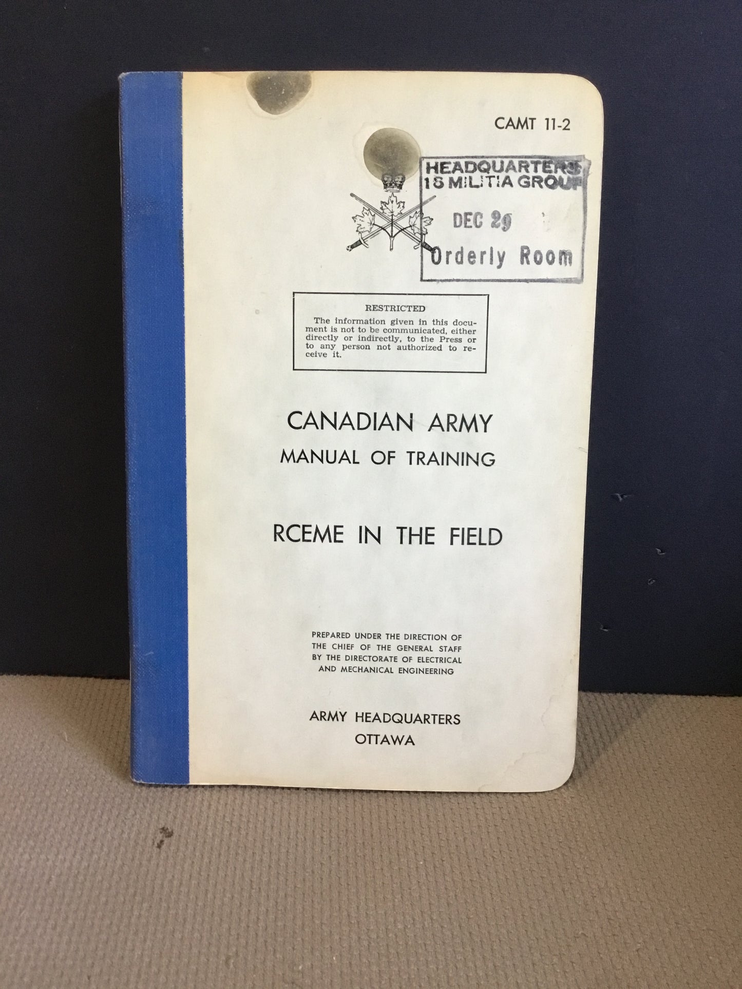 1960 Canadian Army Manual of Training RCEME in the Field
