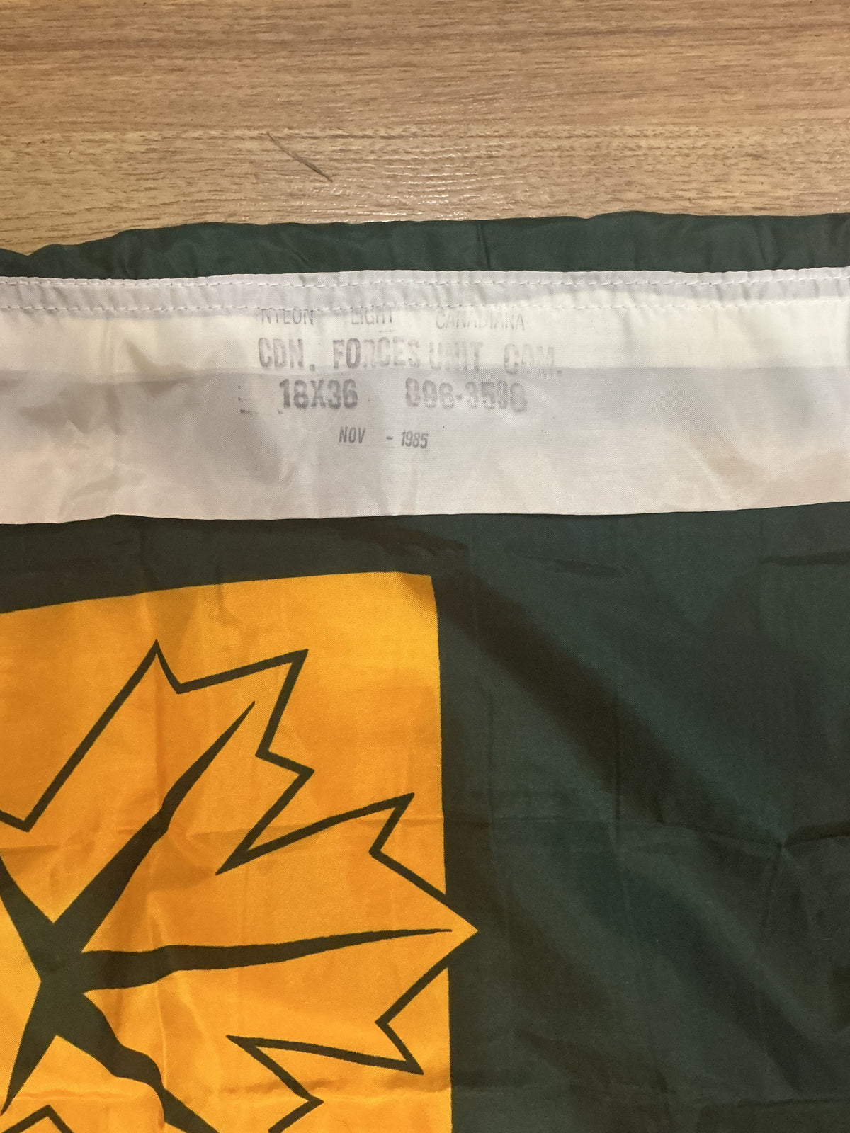 1985 Canadian Forces Unit Com Flag Size is 18 x36 inches