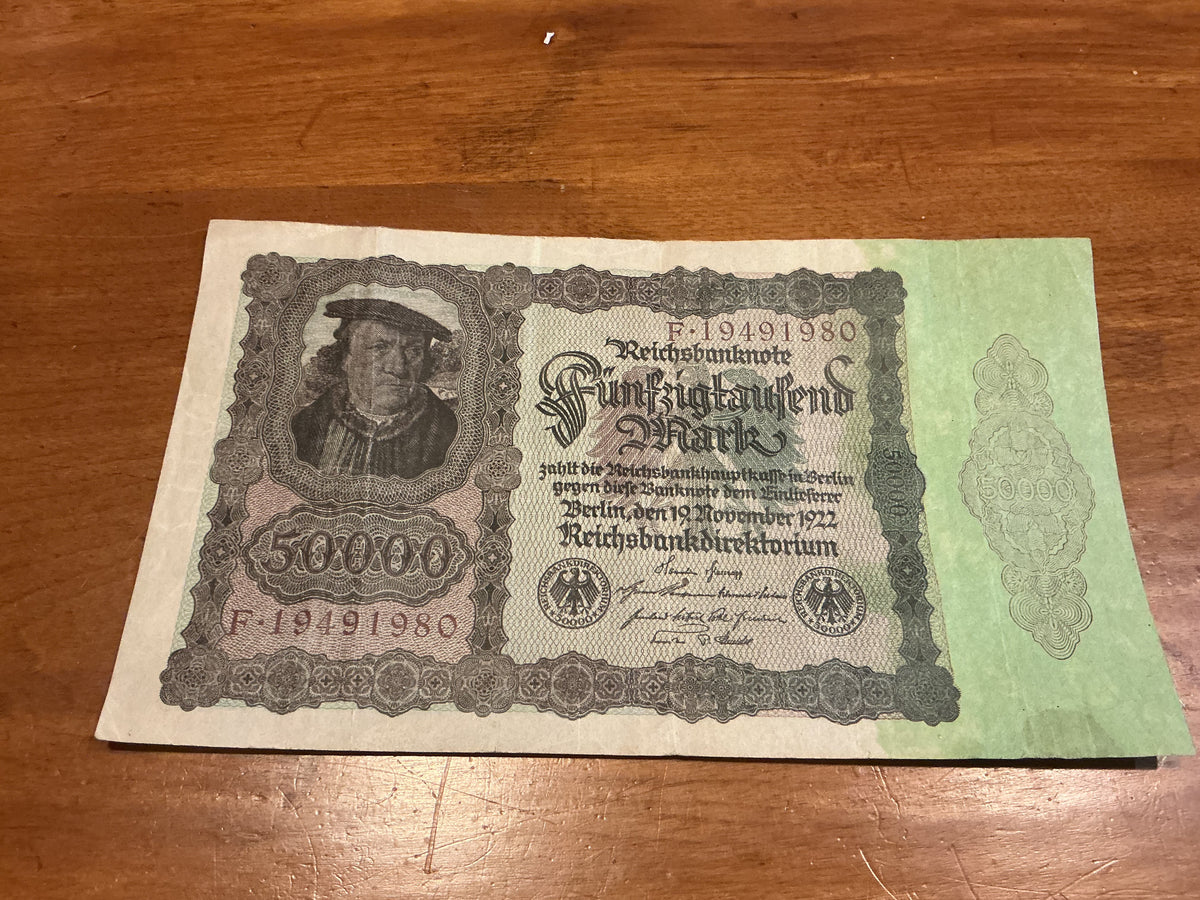1922 Germany 50,000 Mark Banknote - Reichsbanknote