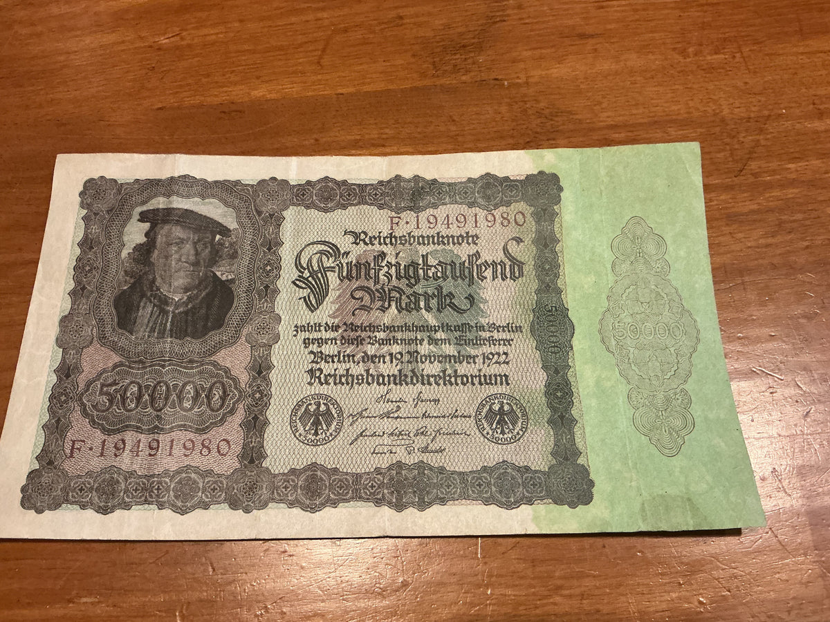 1922 Germany 50,000 Mark Banknote - Reichsbanknote
