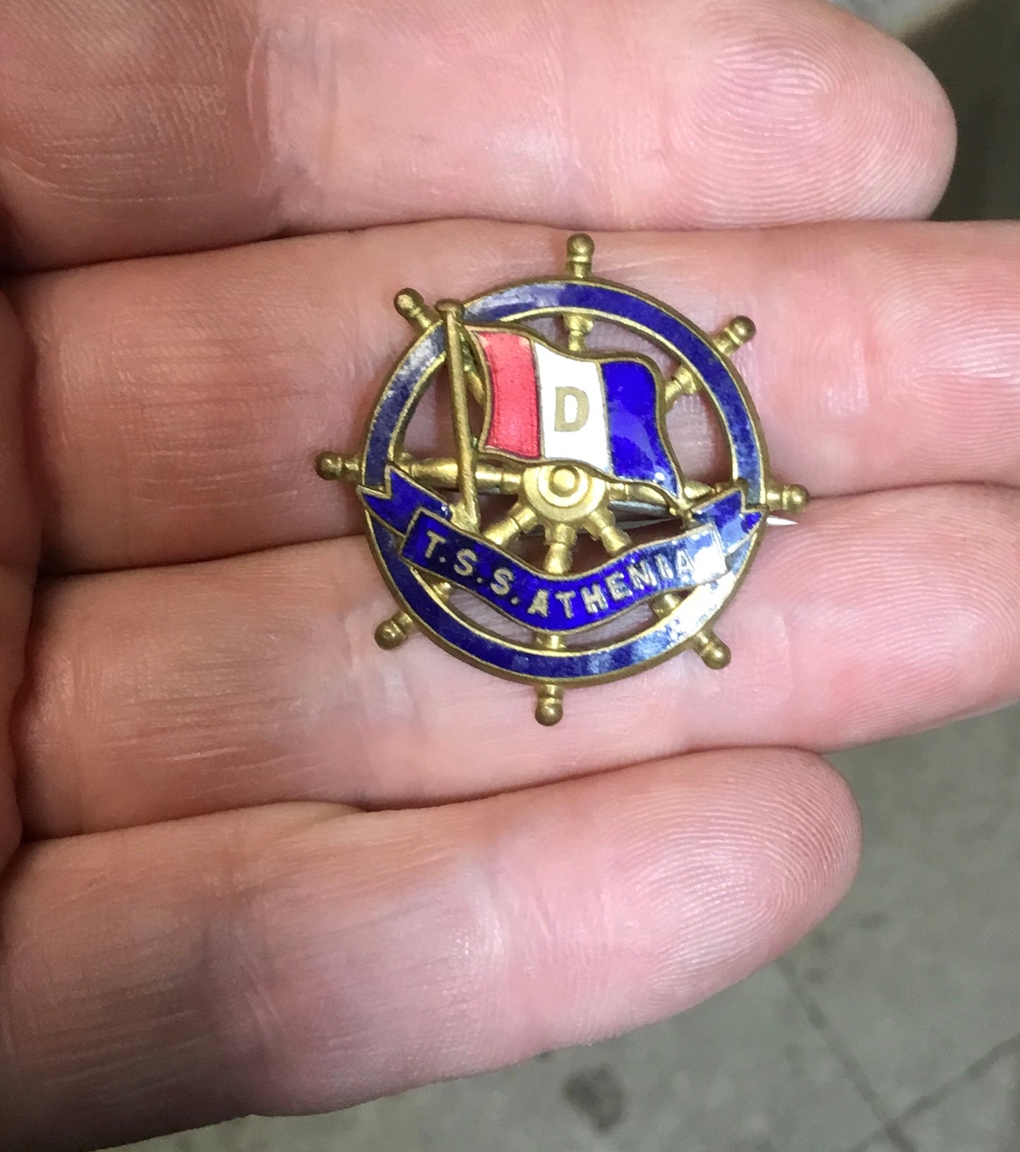 TSS Athenia Ships Pin Enameled