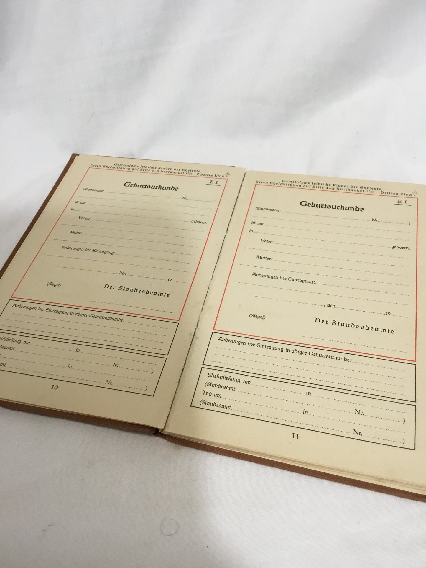 WWII DEUTSCHES EINHEITS STAMMBUCH FAMILIE Germany Family Tree Book urkunde TAGE