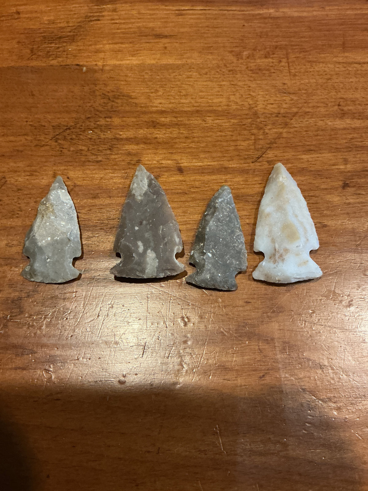 Lot of 4 Stone Arrow Heads . Great for collecting or crafts