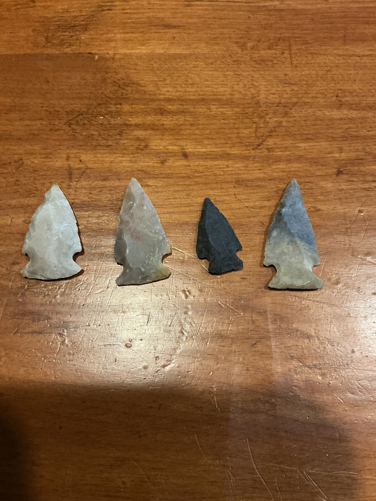 Lot of 4 Stone Arrow Heads . Great for collecting or crafts