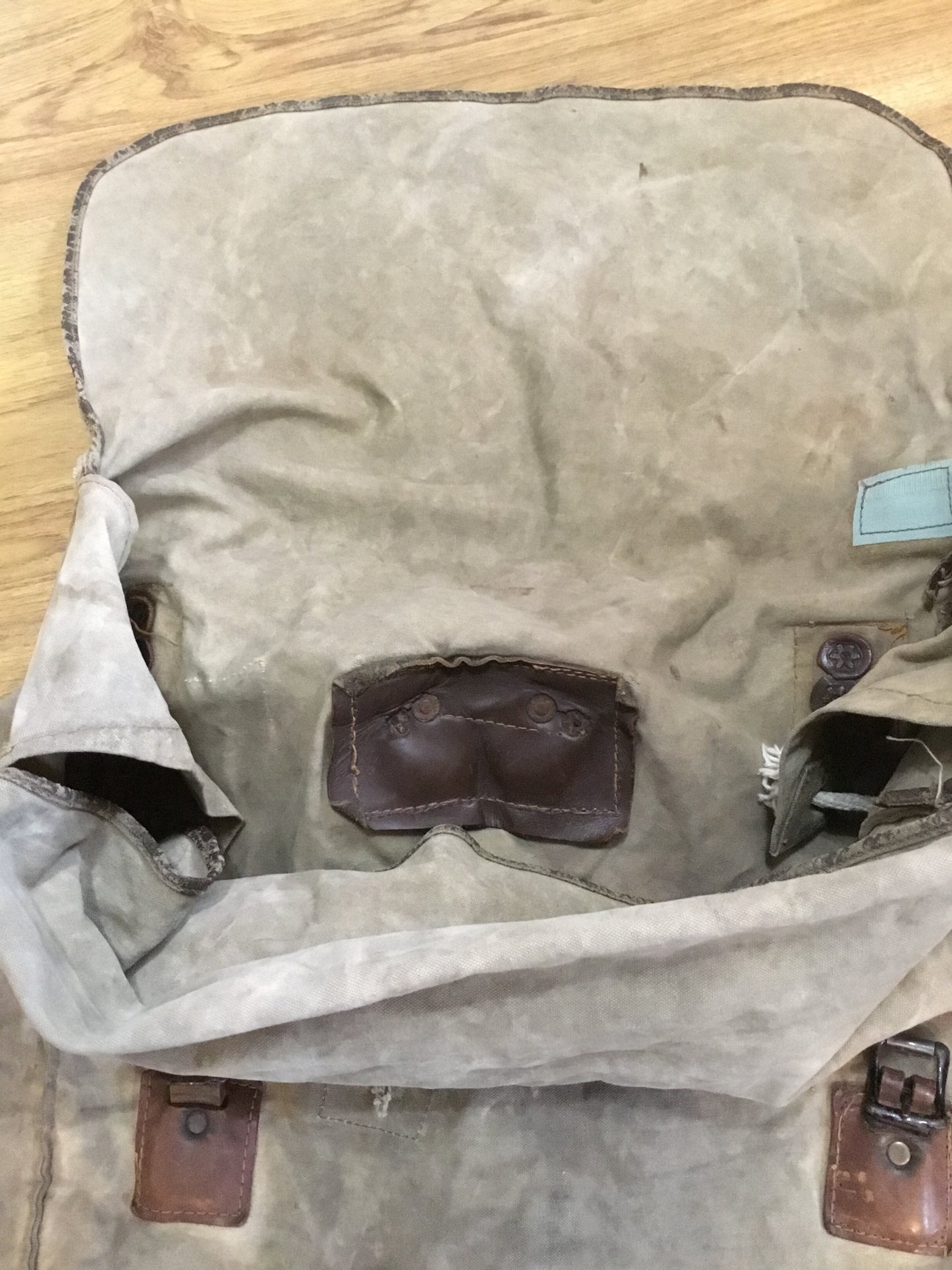 Large Antique Canvas Pack , Leather Straps