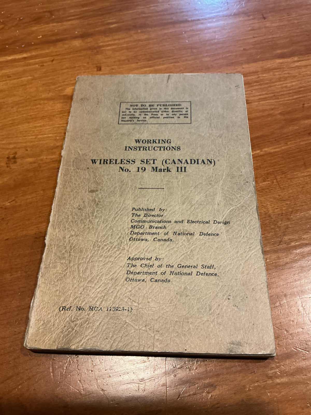 Working Instructions Wireless Set Canadian No19 Mark111  Manual