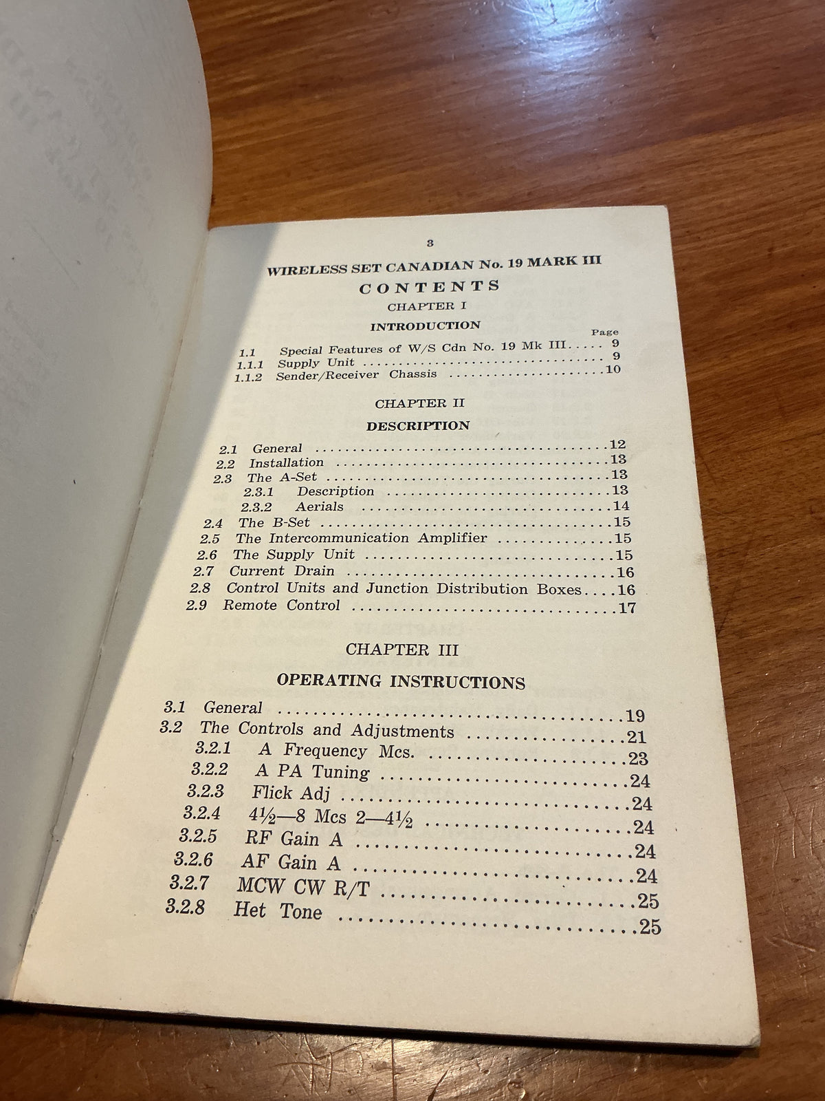 Working Instructions Wireless Set Canadian No19 Mark111  Manual