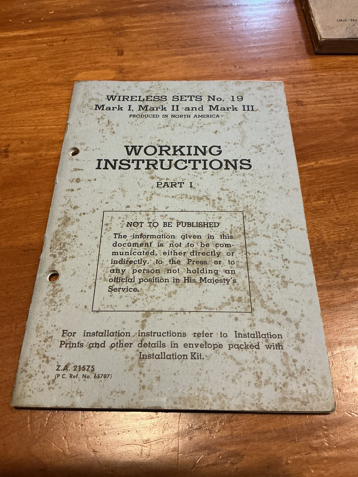 Working Instructions Wireless Sets No 19 Mark 1 Mark 11 and Mark111 ;part1