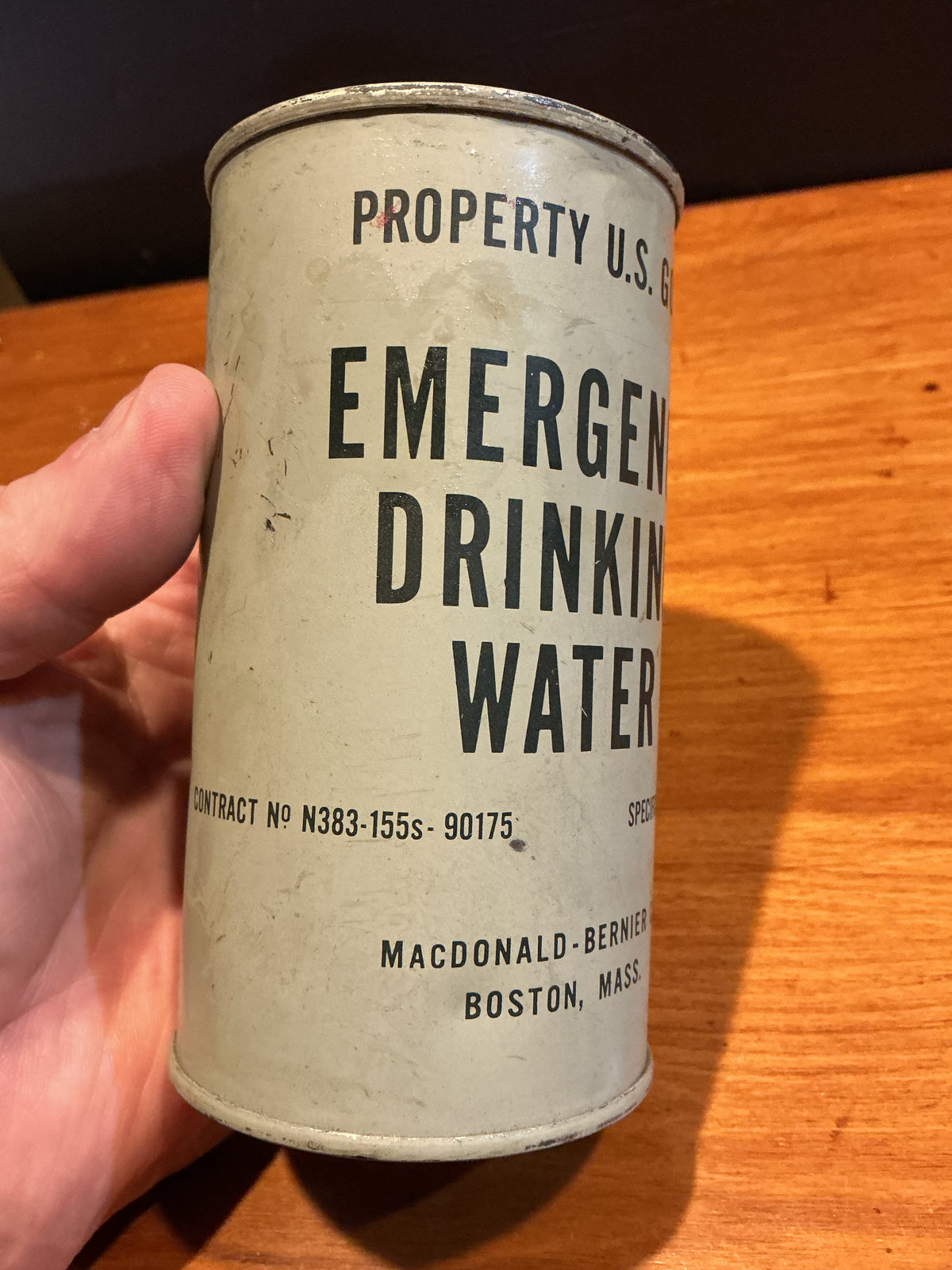 1950s U.S. GOVERNMENT EMERGENCY DRINKING WATER  UNOPENED