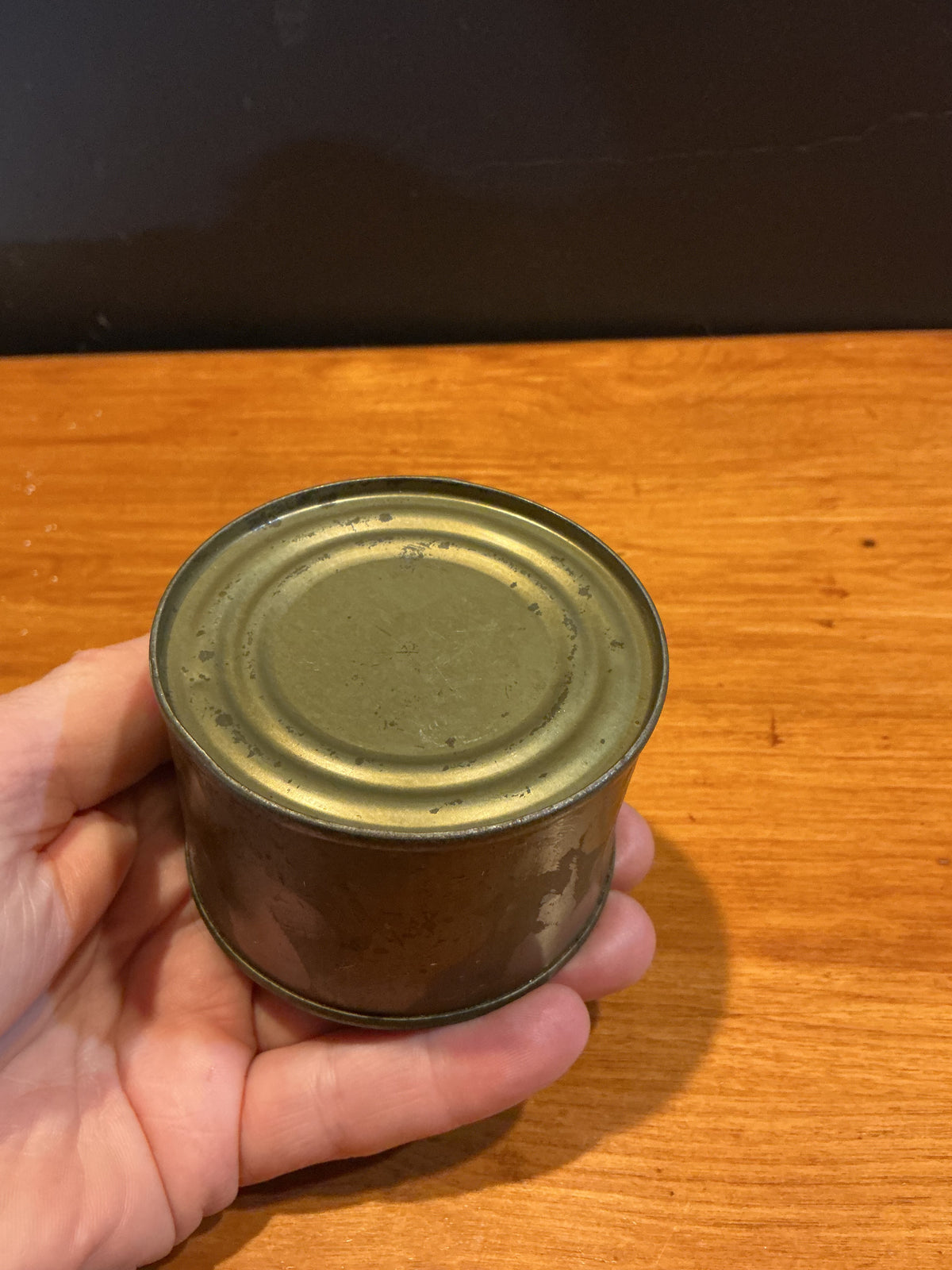 US Army Fruit Cake C-Ration Tin With Contents, 4 3/4 ozs
