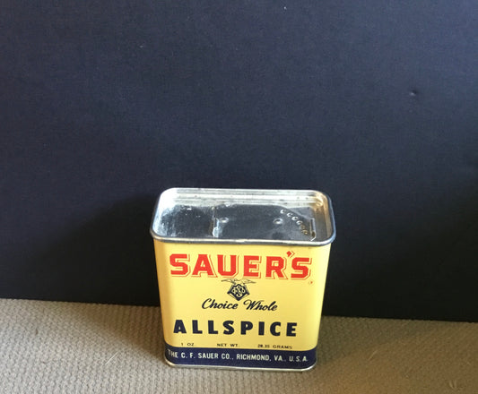 VINTAGE KITCHEN SPICE TIN SAUER'S  1950S
