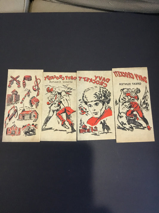 Lot of 4 Vintage 1950s Davy Crockett paper transfer sheets
