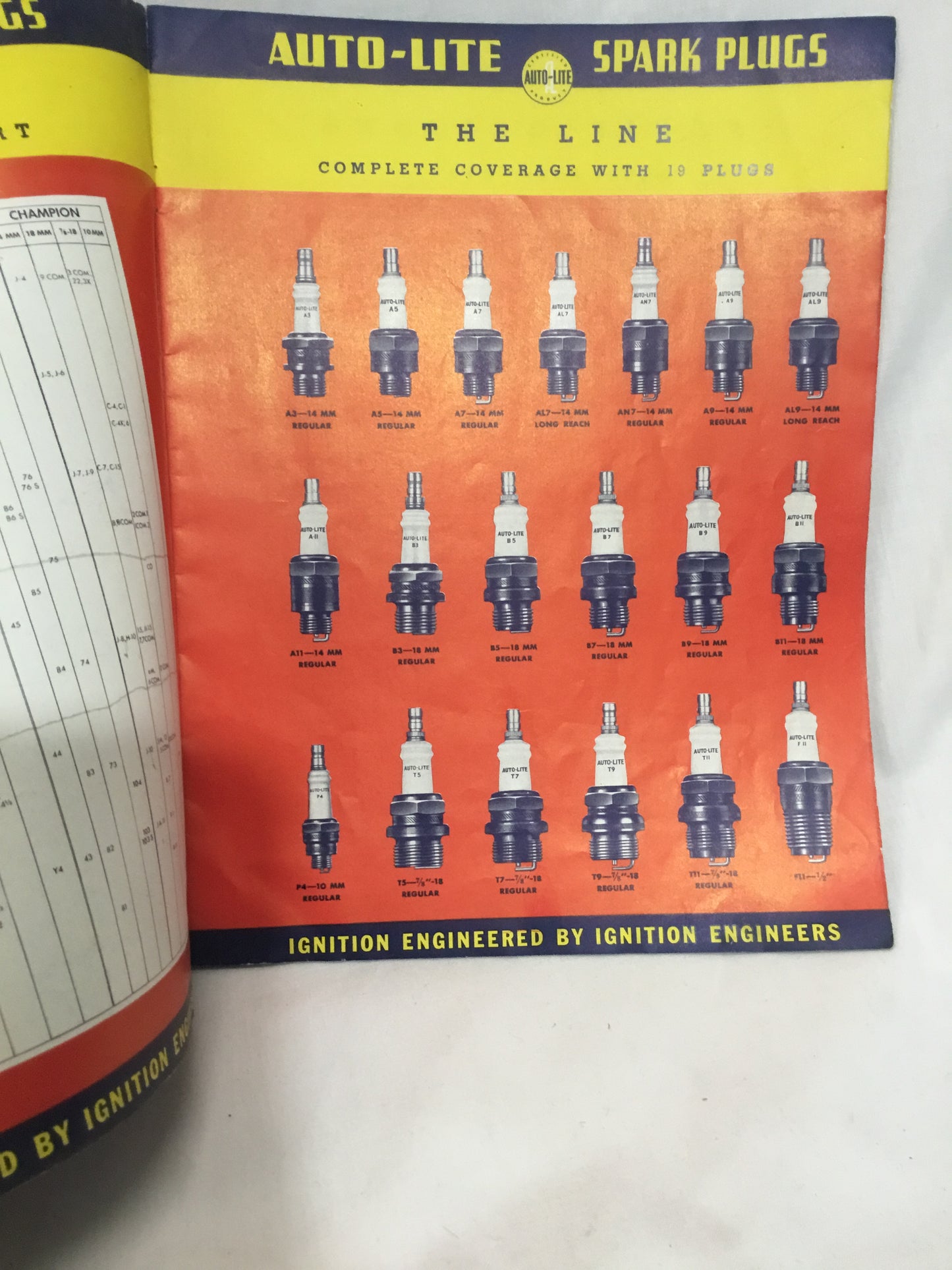 VINTAGE 1940 AUTO- Lite  SPARK PLUG CATALOG SPECIFICATIONS DEALERSHIP REFERENCE