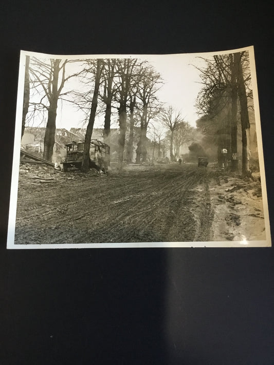 WW11 Canadian Army Overseas  Photo Burning Vehicles