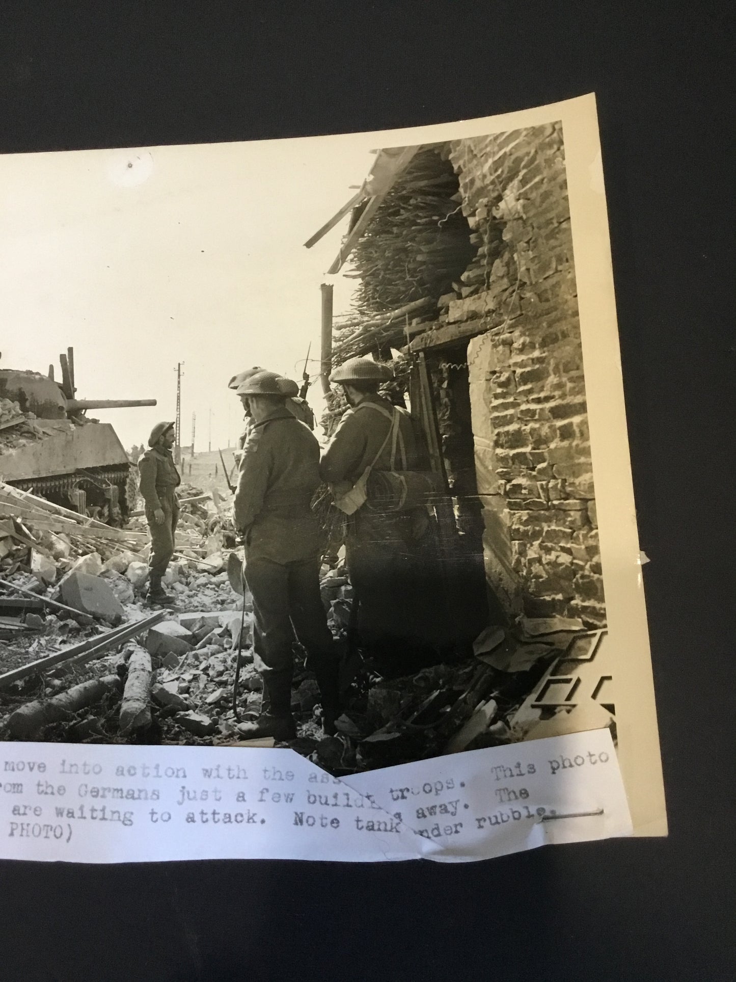 WW11 Canadian Army Overseas photo Camera man move in action with the assault troops
