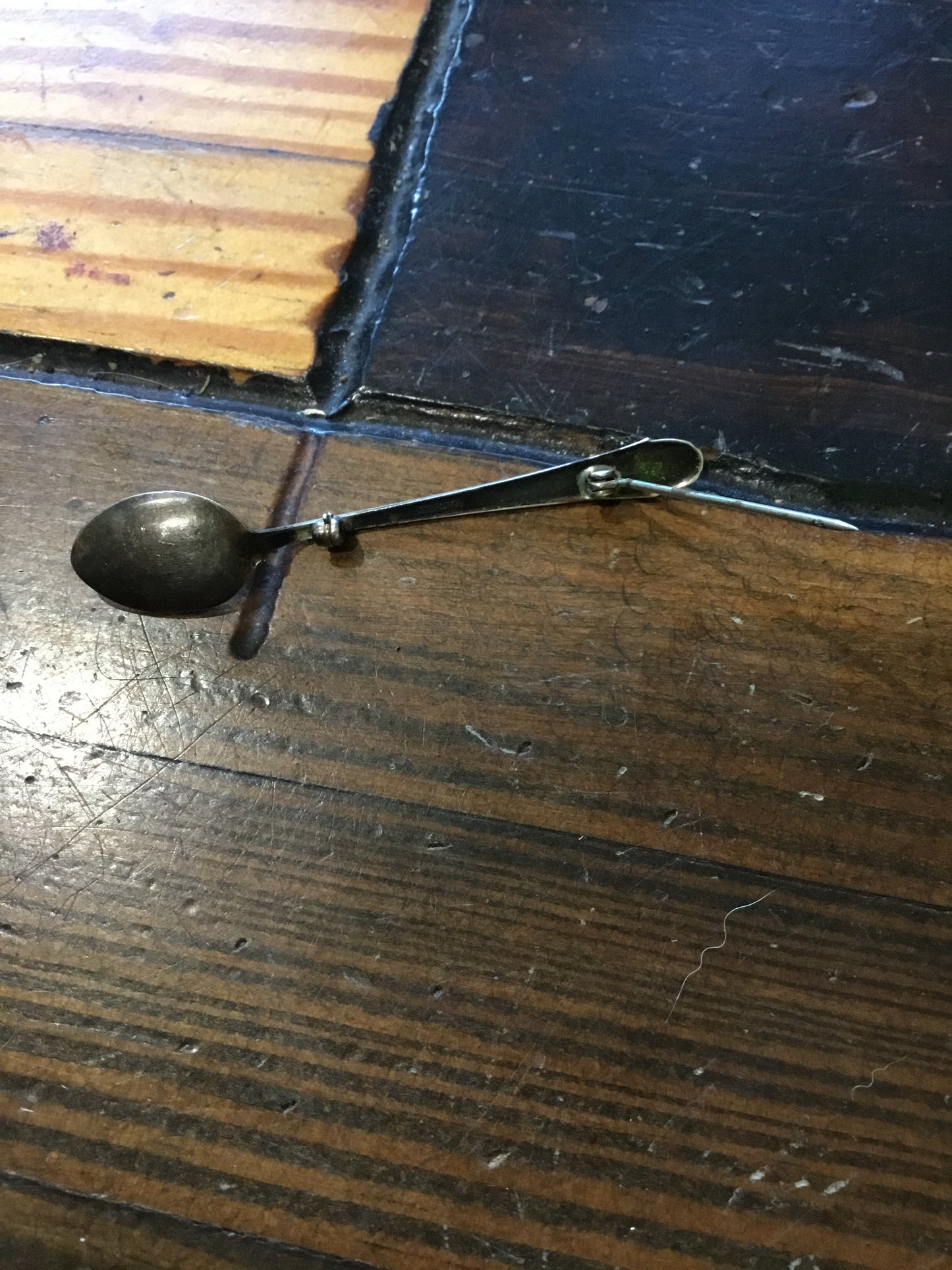 Small Antique Spoon Pin Sterling Stamped