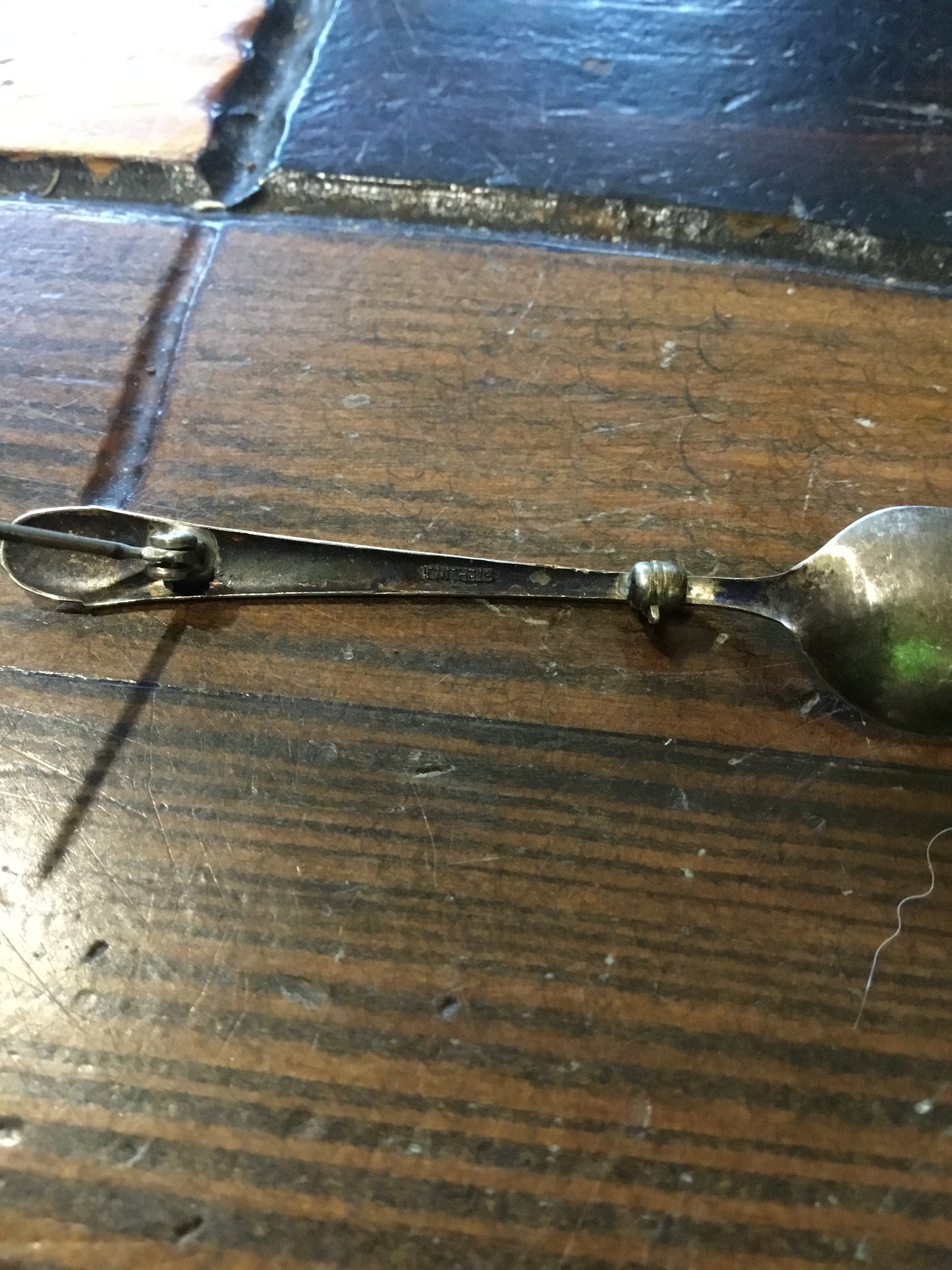 Small Antique Spoon Pin Sterling Stamped