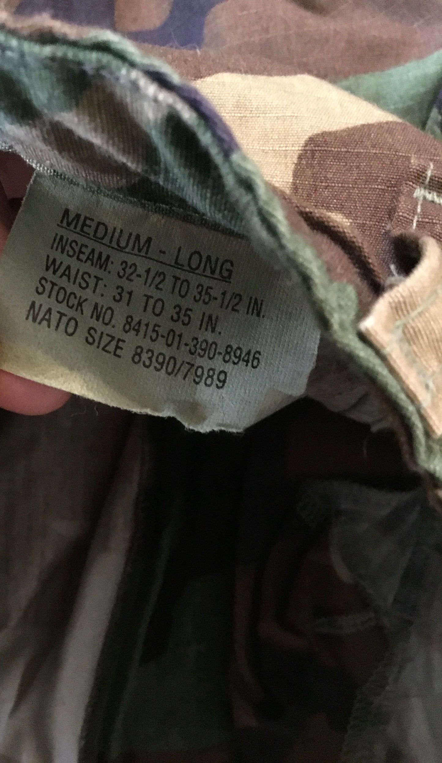 U.S. WOODLAND CAMOUFLAGE PANTS MEDIUM TALL
