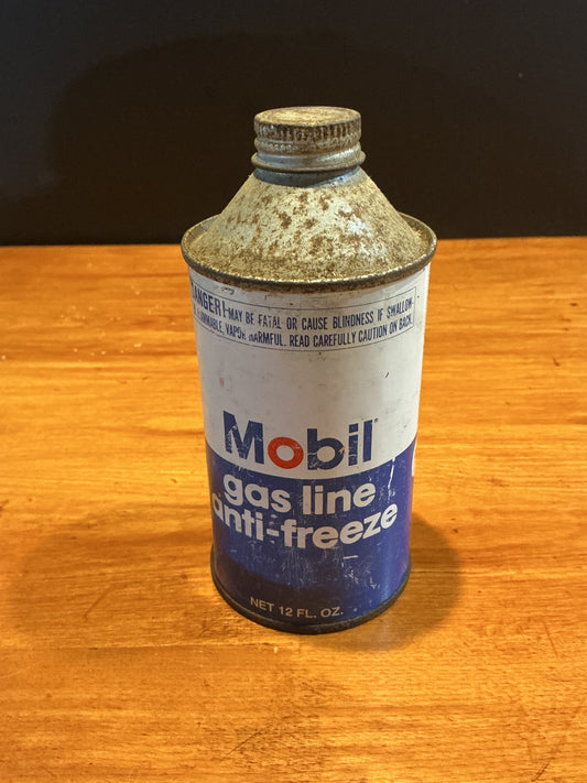 Vintage Mobil Gas Line Anti-Freeze Cone Top Can
