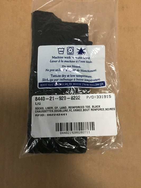 Canadian Military Black Sock Liners Large