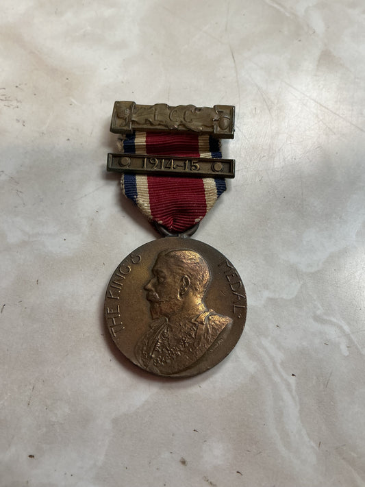 1914 - 1915 THE KINGS MEDAL AWARDED BY LONDON COUNTY COUNCIL ;MEDAL for attendance ;and Conduct