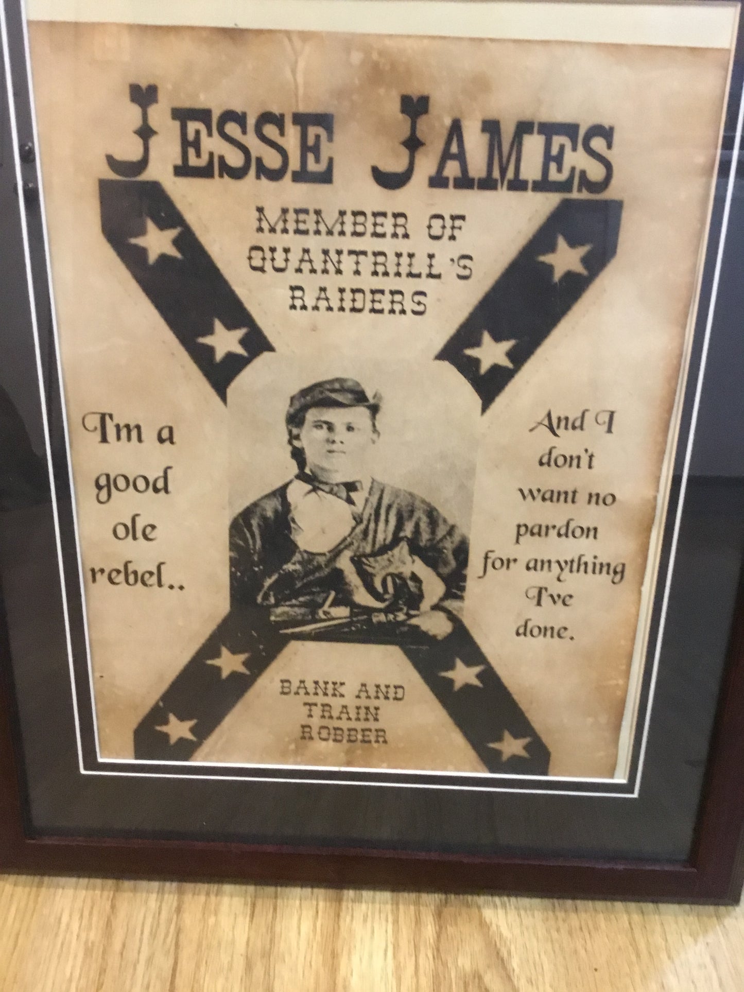 Jesse James Framed Outlaw Print .