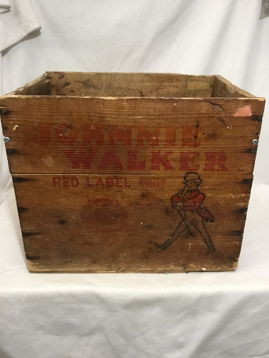 Johnny Walker, red label scotch whiskey wooden crate