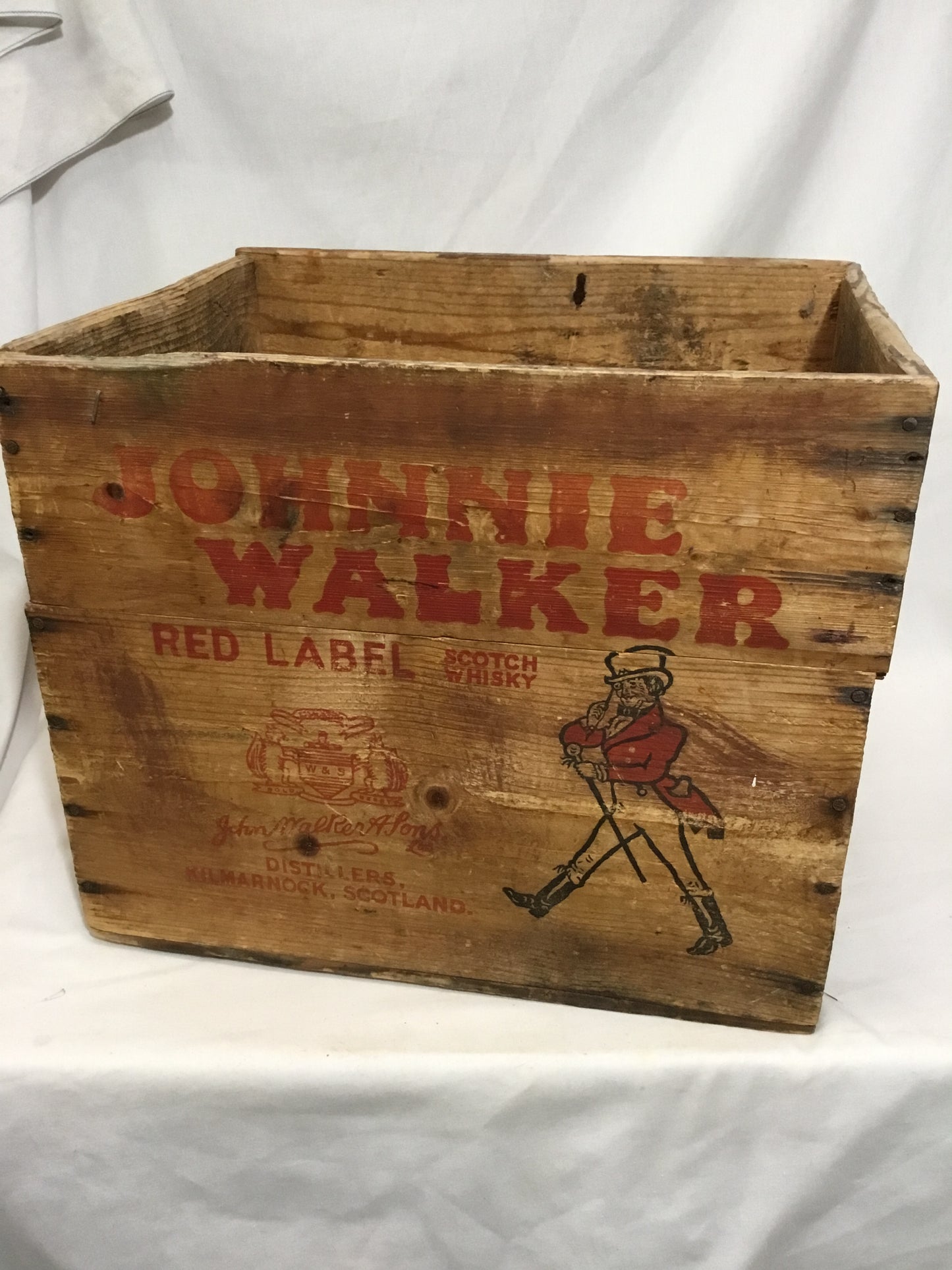 Johnny Walker, red label scotch whiskey wooden crate