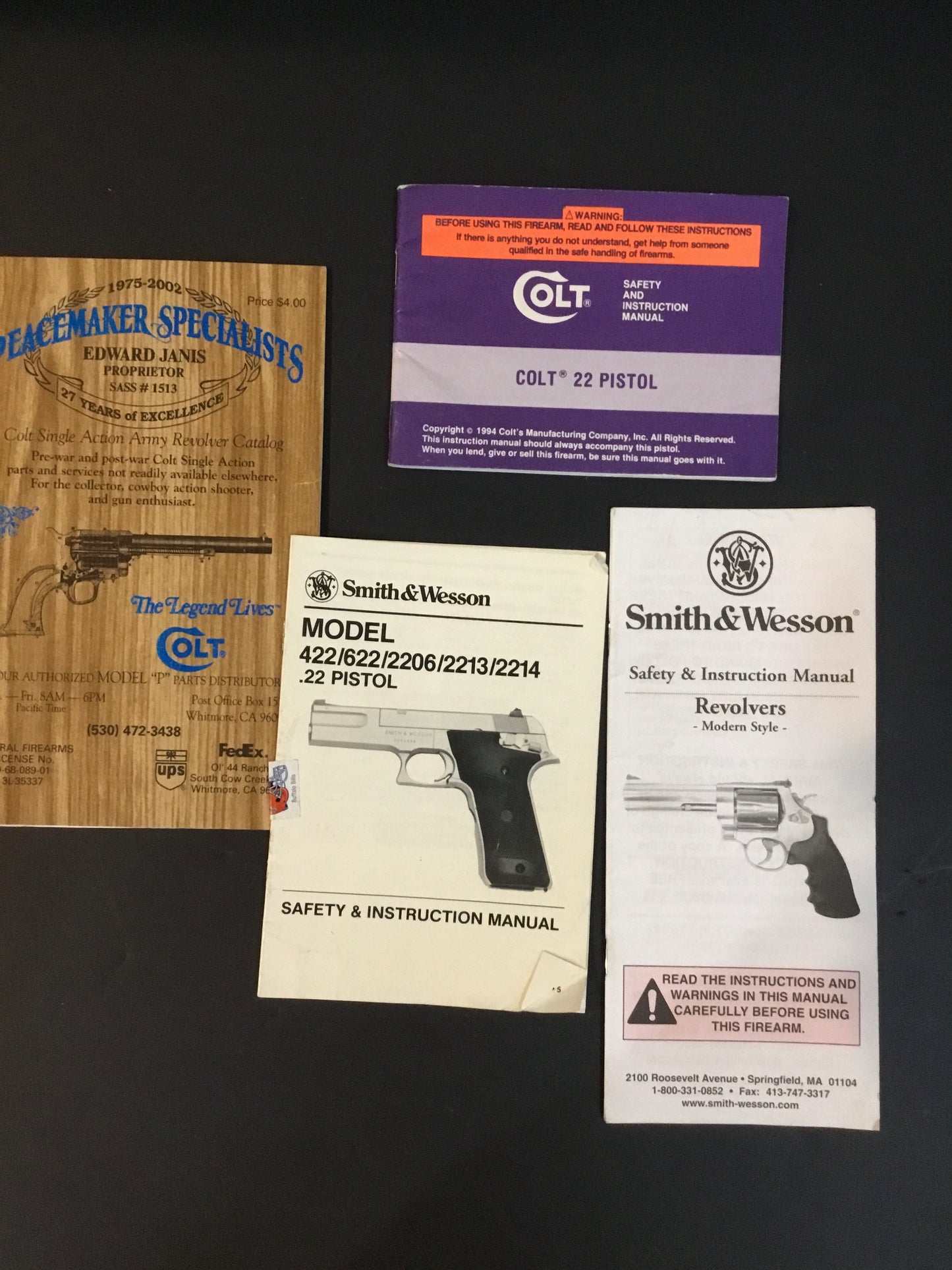 Lot of 4  Pistol Instruction Booklets , Colt ,Smith &Wesson