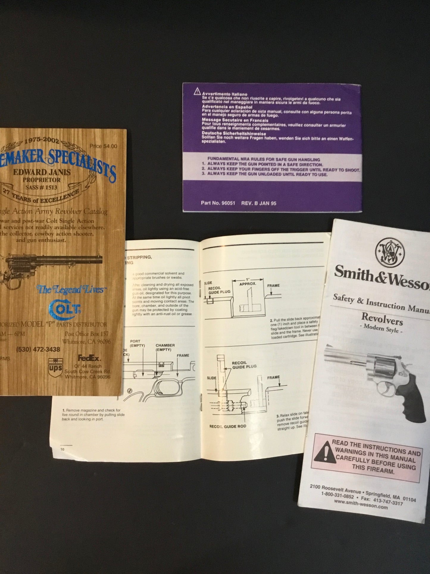 Lot of 4  Pistol Instruction Booklets , Colt ,Smith &Wesson