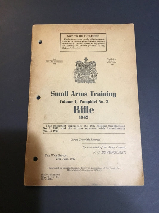 WW2 British Army Small Arms Training Rifle 1942 Pamphlet