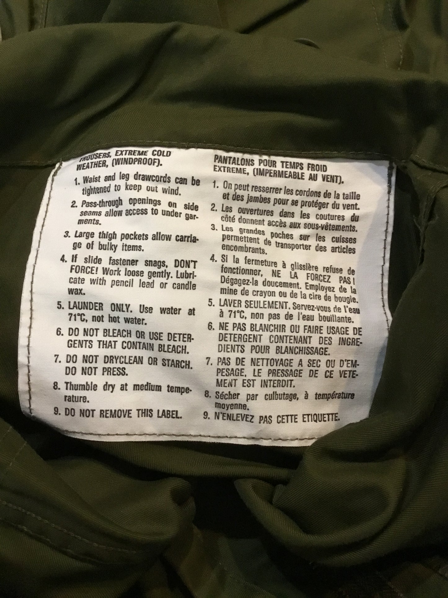 Vintage Canadian Military Wind Pants ,Small