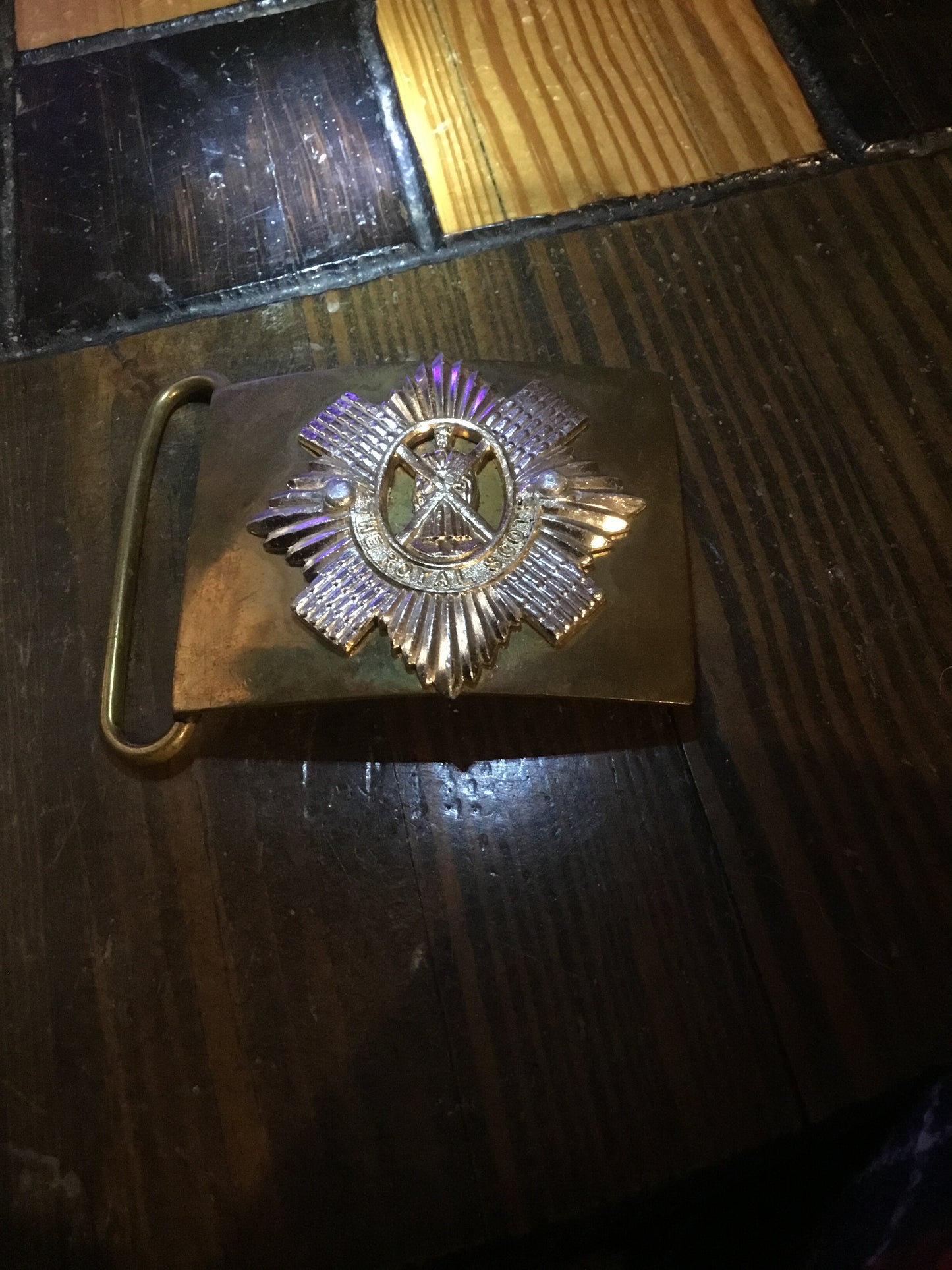 British Royal Scots Brass Belt Buckle