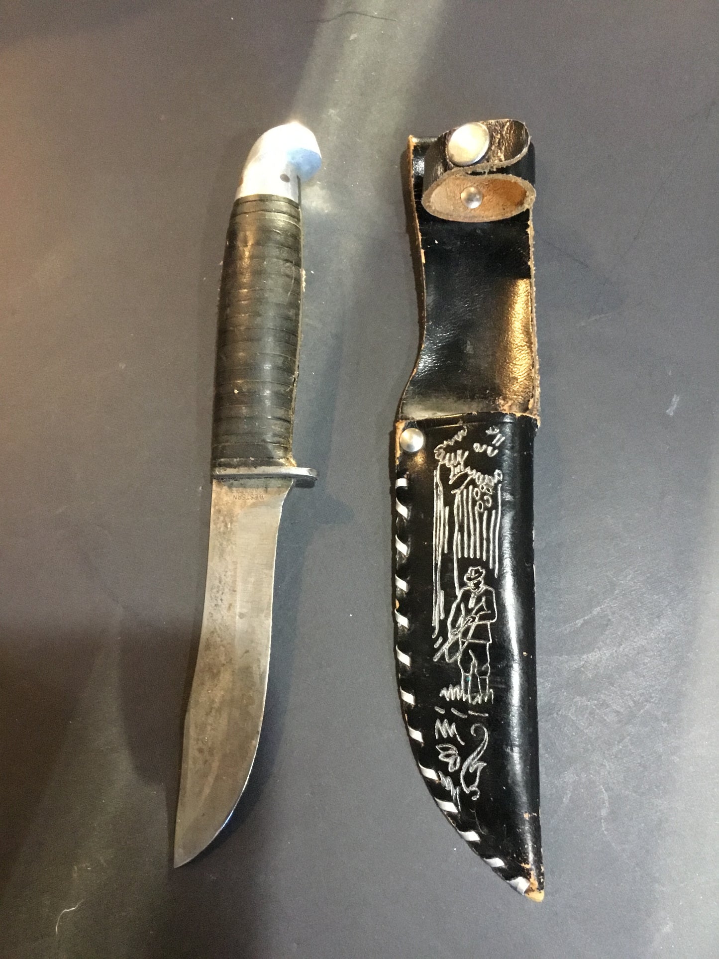 Vintage Fixed Blade Western Knife , USA Made