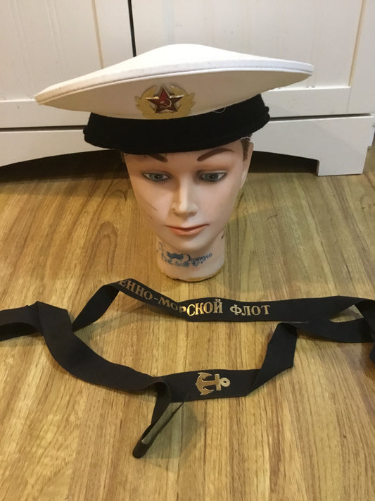 Russian/ soviet Navy Sailors Cap with hat Tally