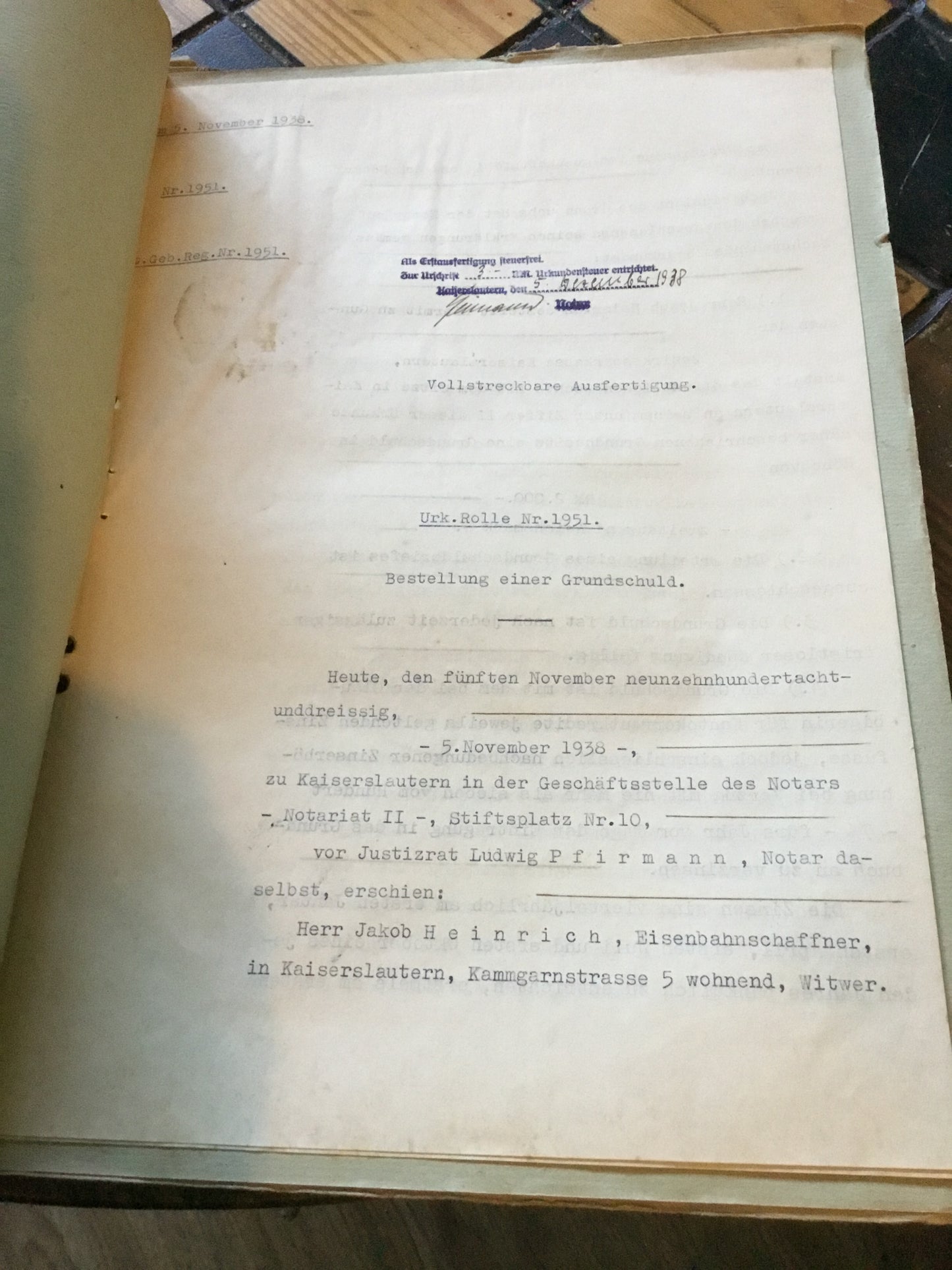 THIRD REICH NOTARY DOCUMENTS, DATED  1938