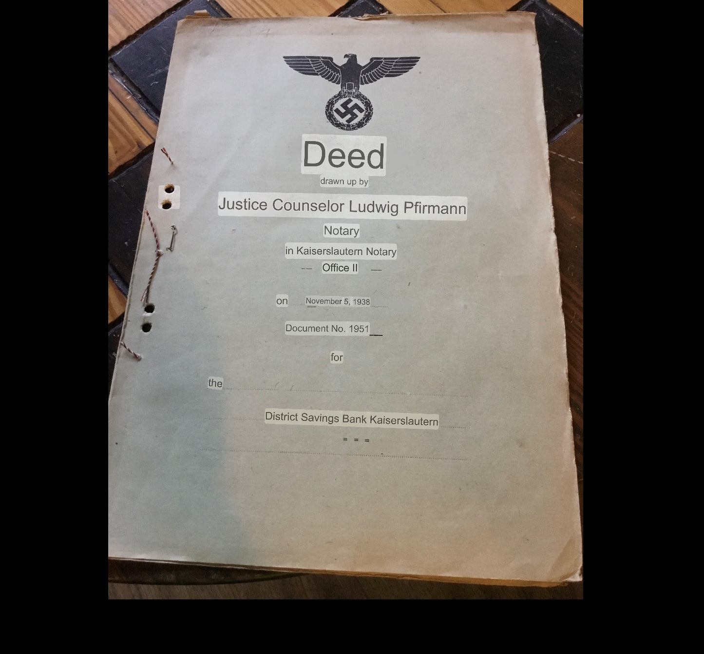 THIRD REICH NOTARY DOCUMENTS, DATED  1938