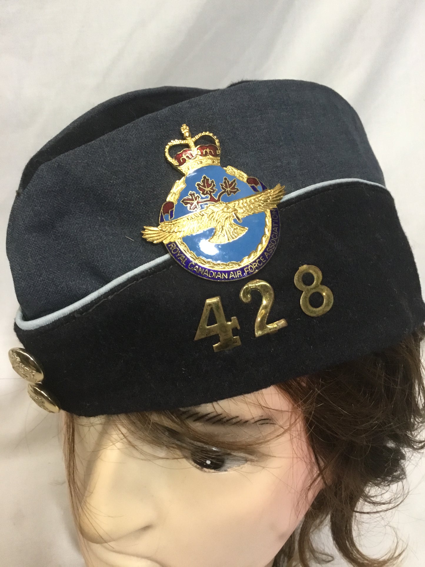 Royal Canadian Air Force association badge and Wedge Cap