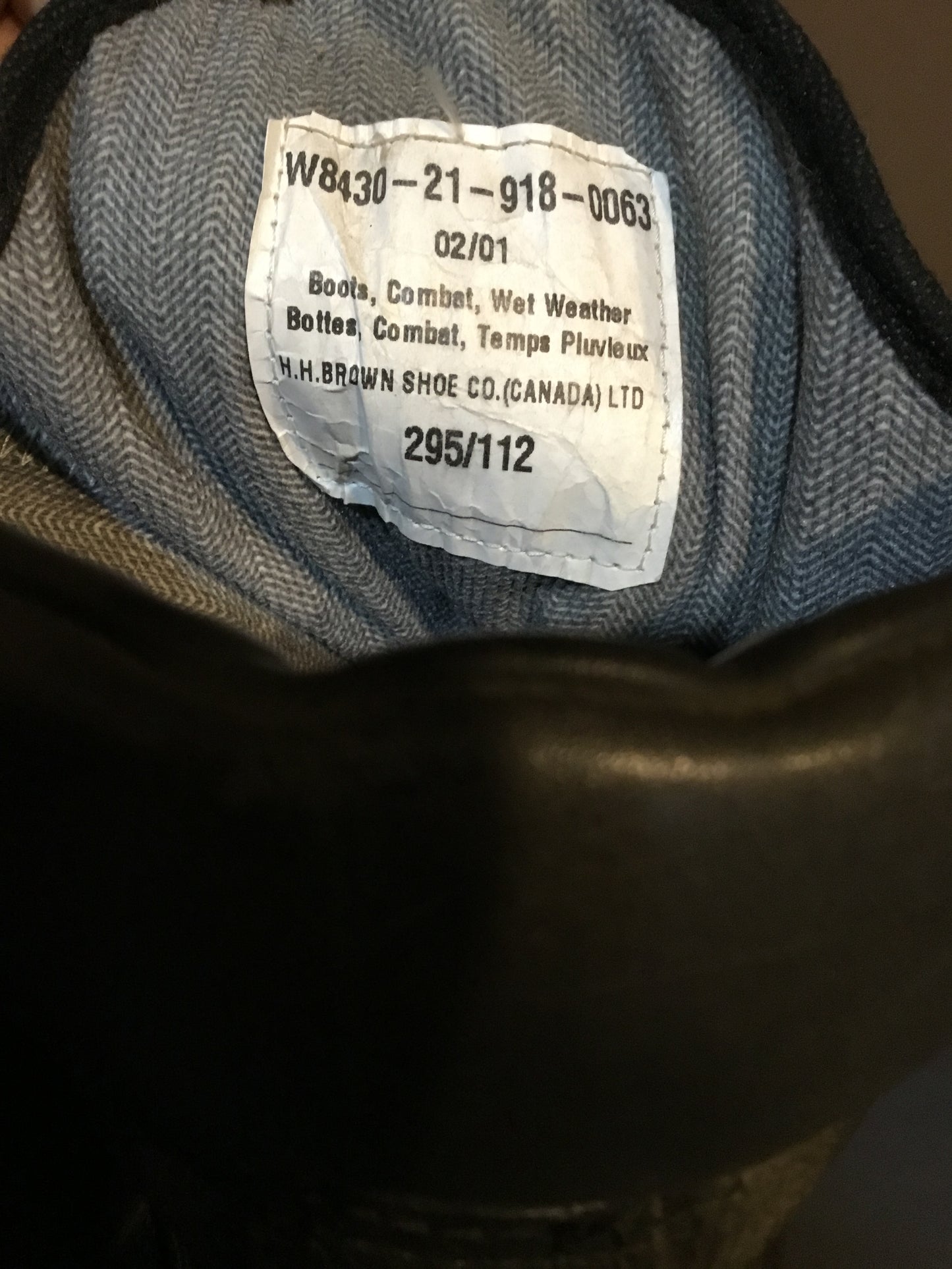 Canadian Forces Wet Weather Combat Boots Size 12.5