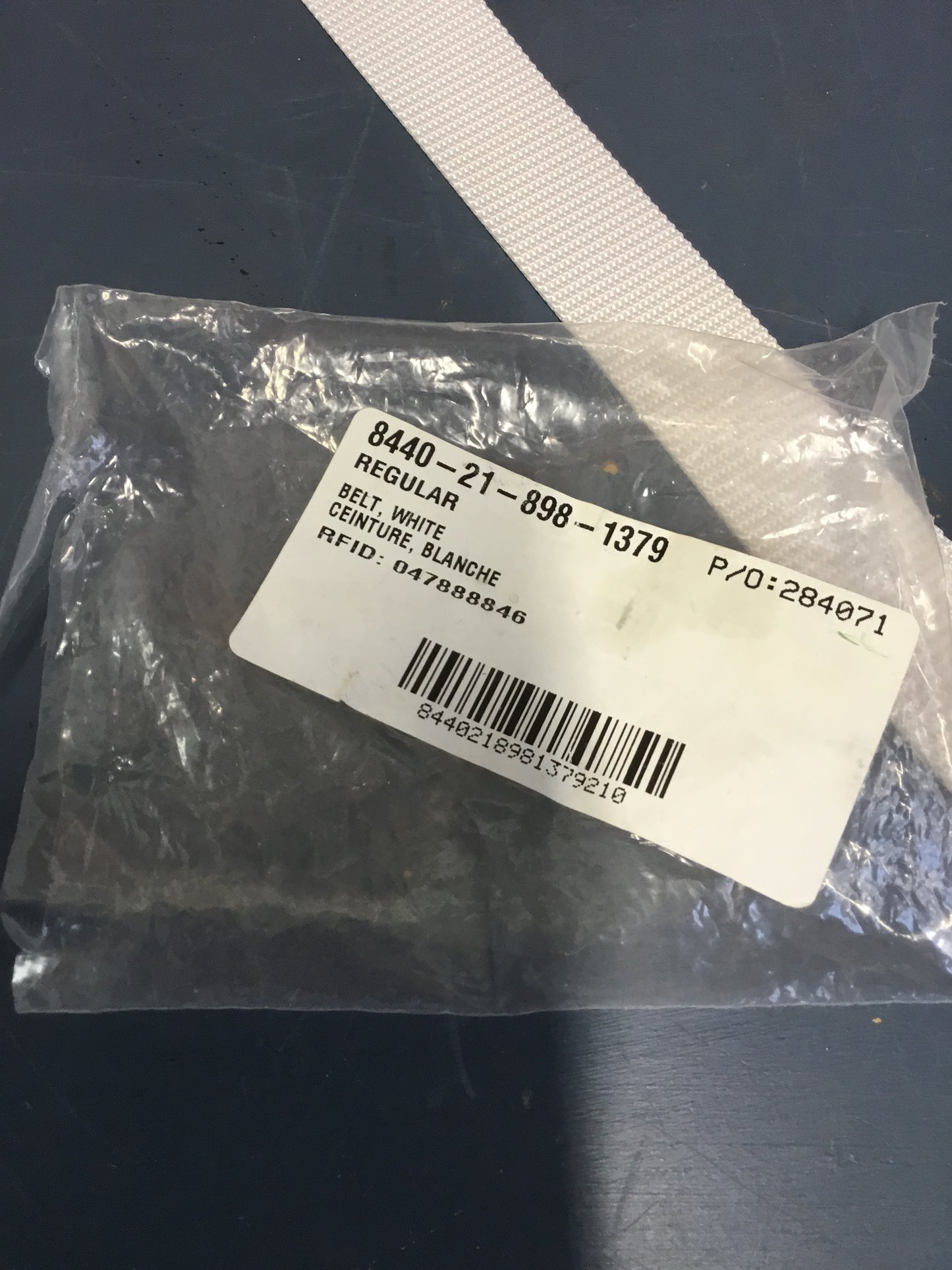 Canadian Military White Dress Belt , Brass Buckle