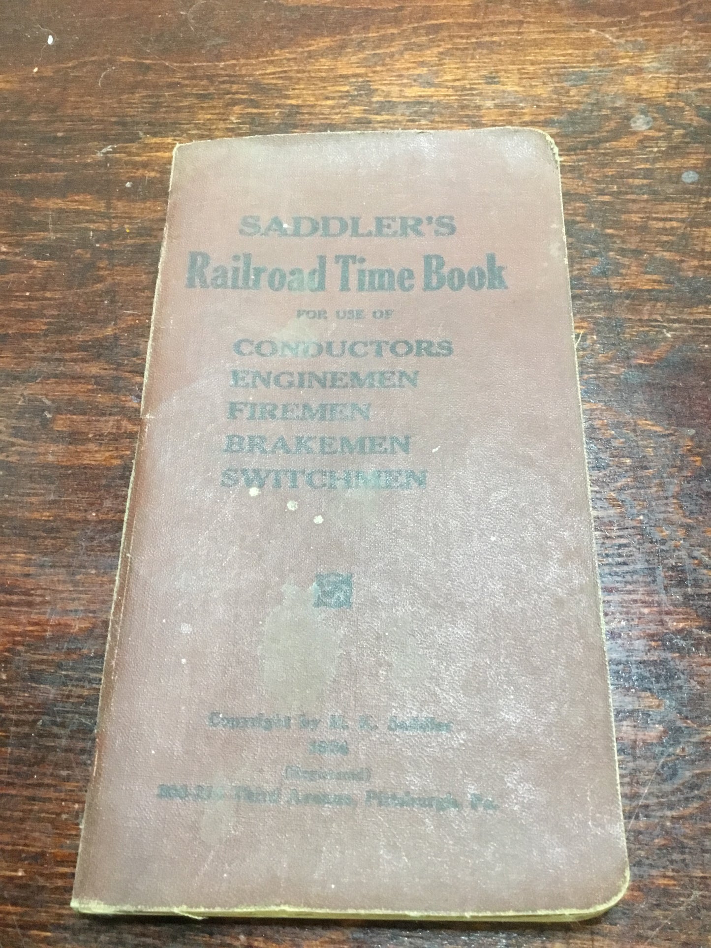Saddler’s Railroad Time Book Circa 1920s