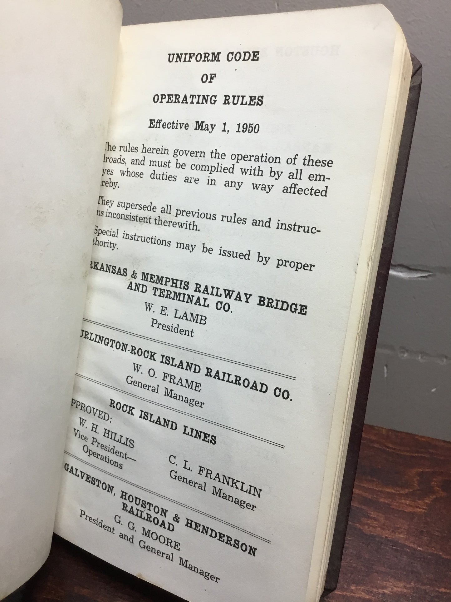 Rock Island , Uniform Code Operating Rules 1950