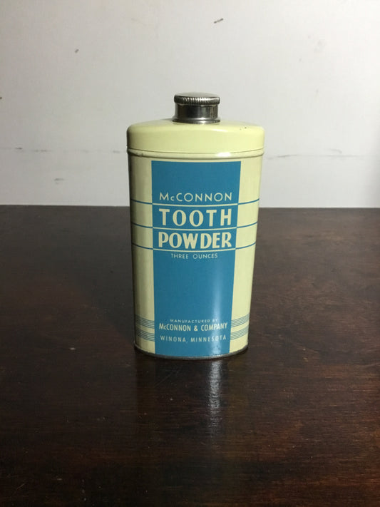 Vintage McConnon Tooth Powder 3 oz tin (EMPTY) New old stock,