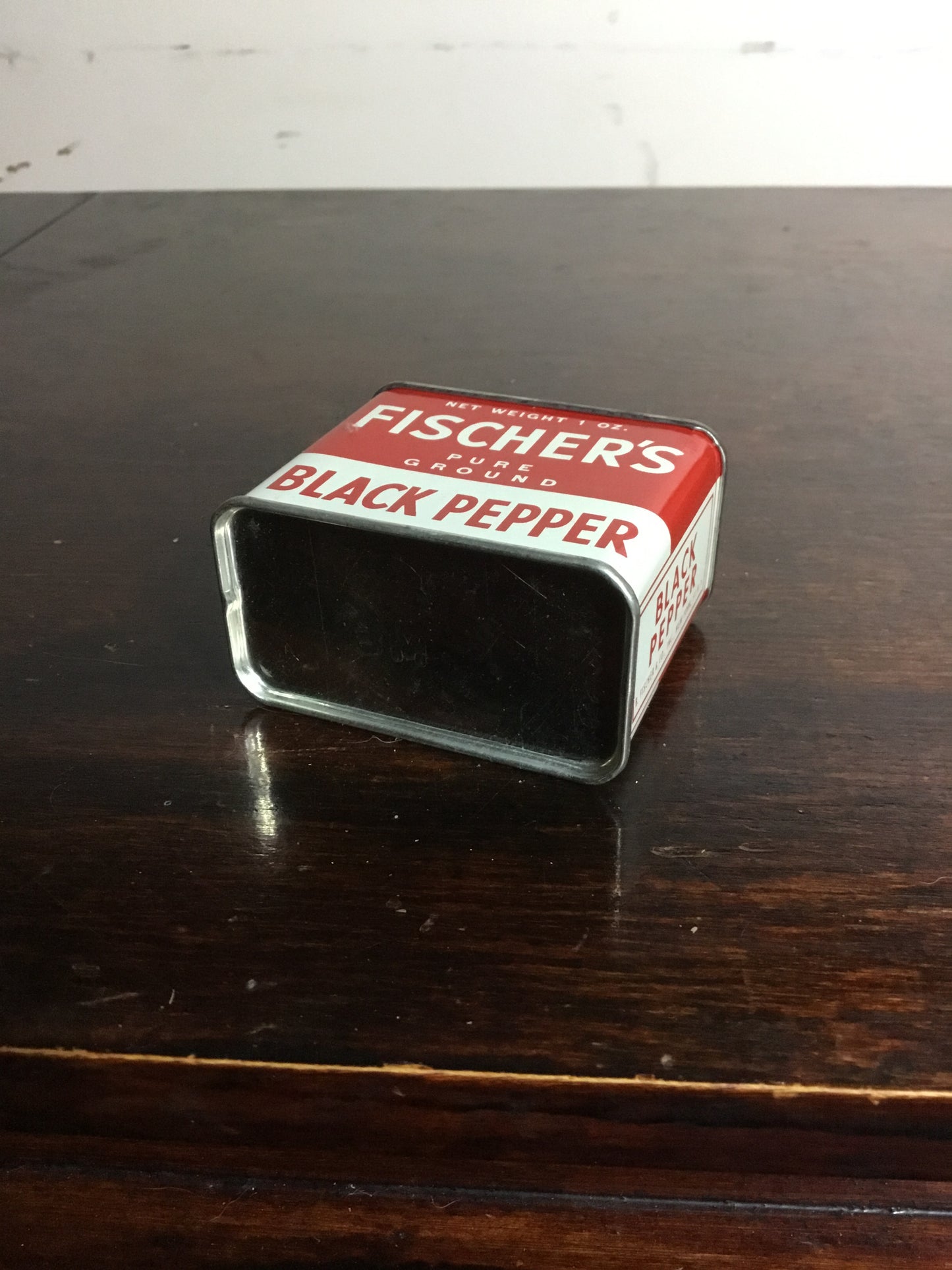 Vintage 1950s Fischers Black Pepper NOS 1oz spice tin