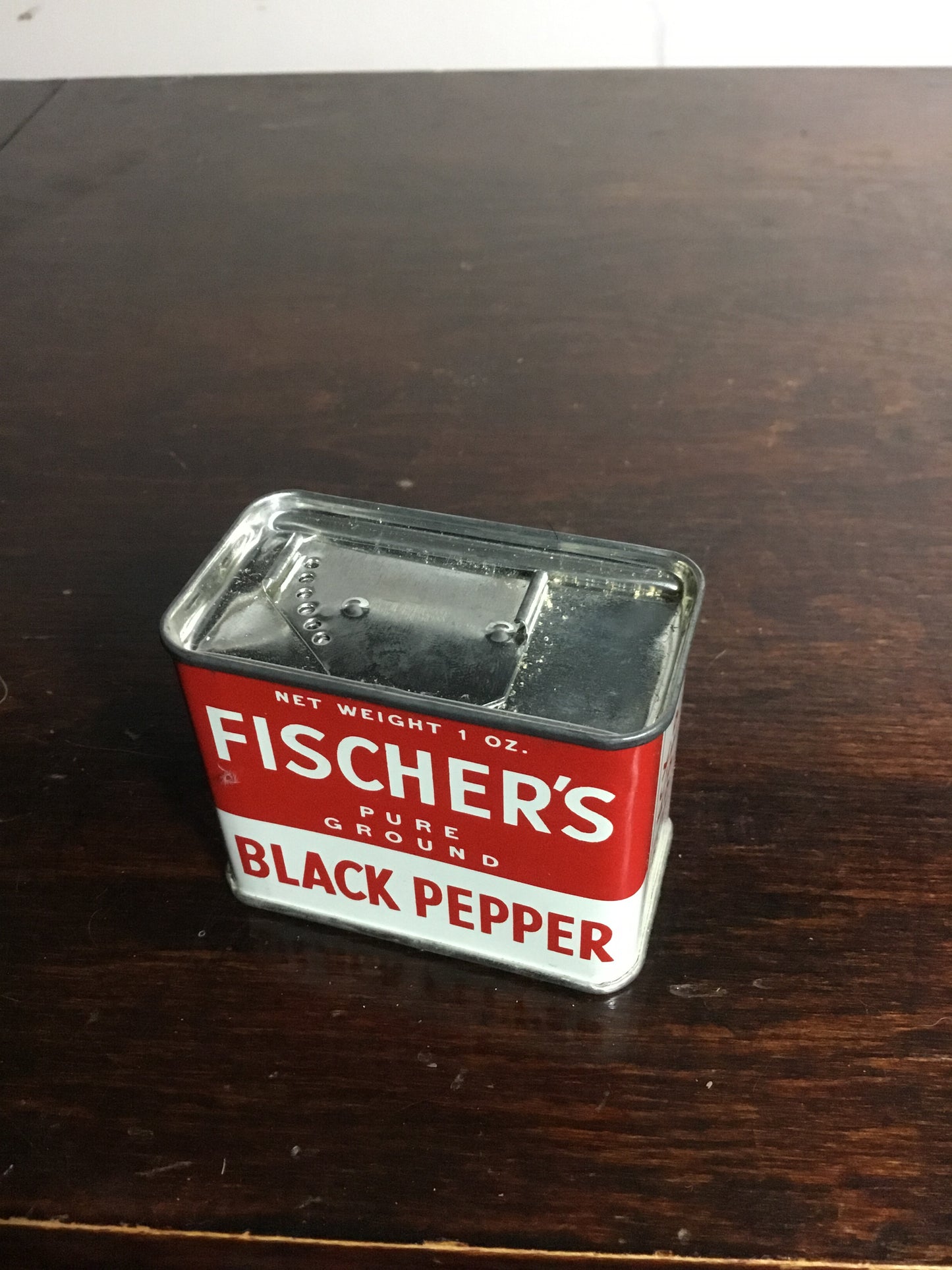 Vintage 1950s Fischers Black Pepper NOS 1oz spice tin