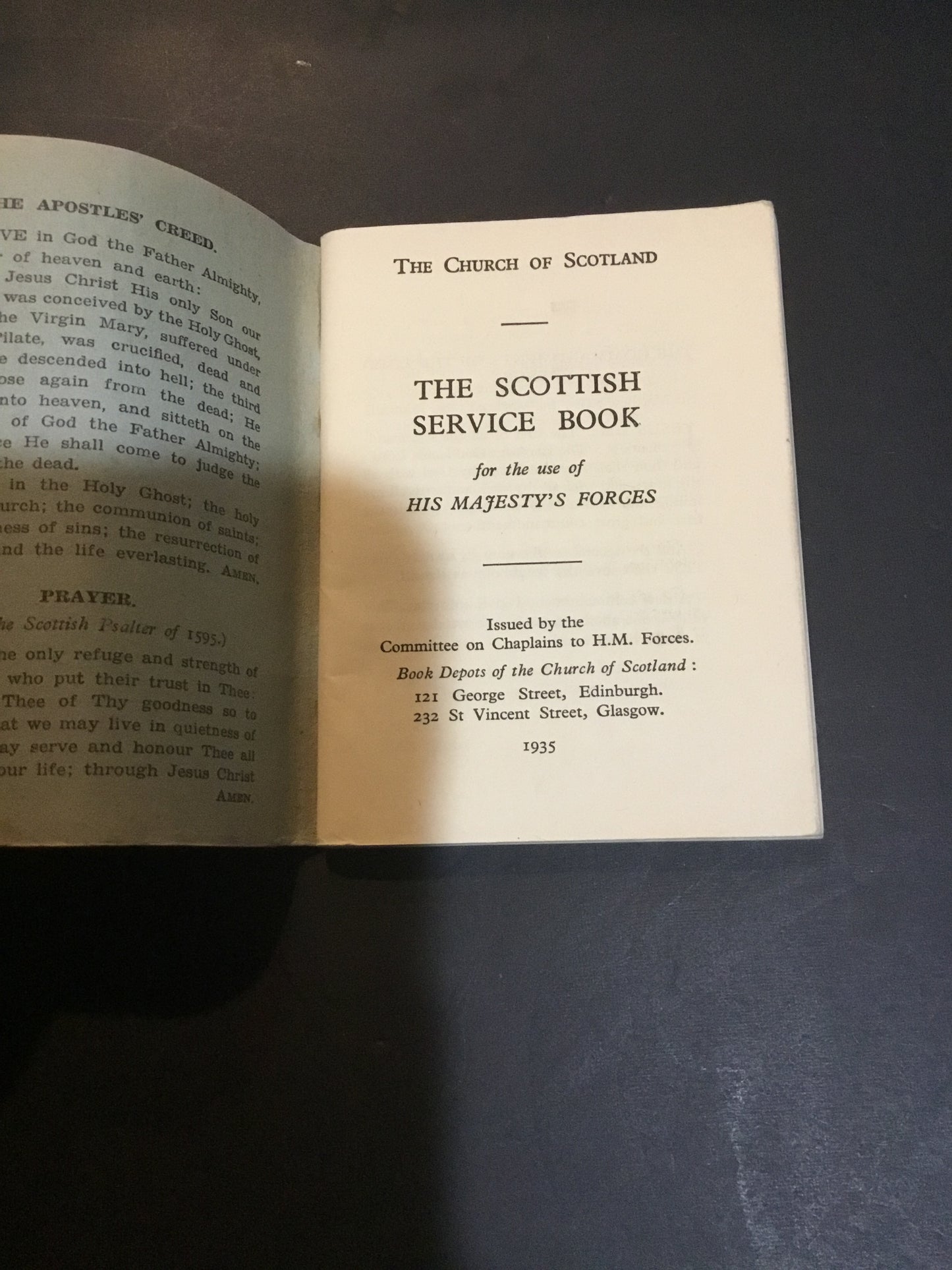 Scottish Service Book 1935 for H.M. Forces pocket size